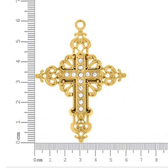 Acessório para Montagem de Terço de Noiva Crucifixo Strass