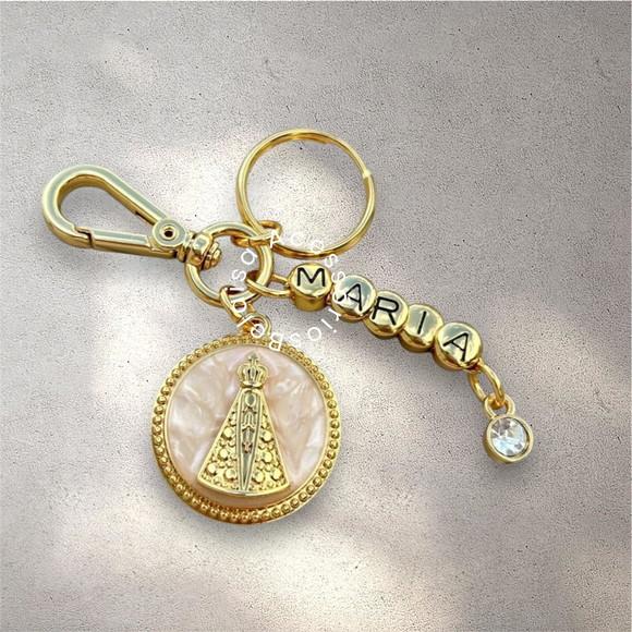 Chaveiro com Nome e Nossa Senhora Aparecida
