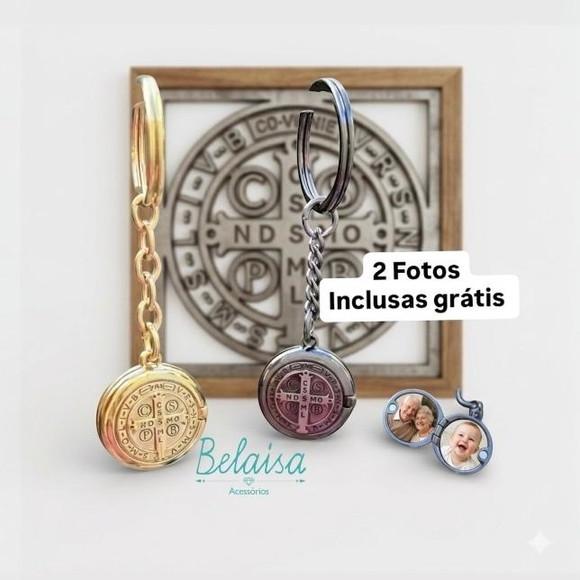 Chaveiro com Relicário de São Bento Foto Grátis Inclusa