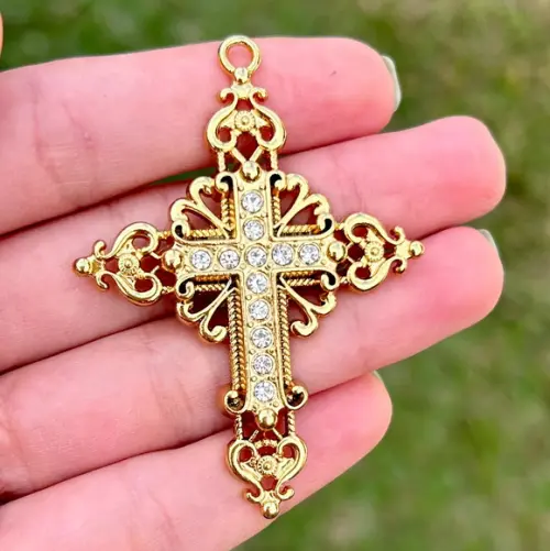 Acessório para Montagem de Terço de Noiva Crucifixo Strass