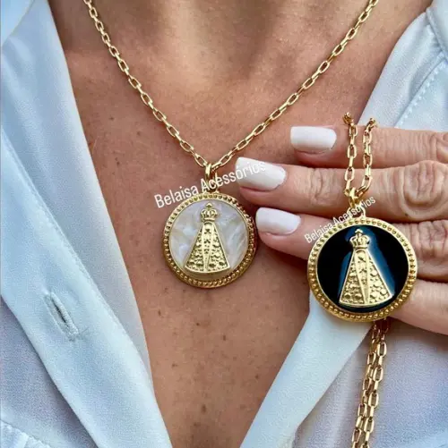Gargantilha de Nossa Senhora Aparecida Folheado