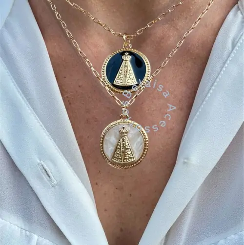 Gargantilha de Nossa Senhora Aparecida Folheado