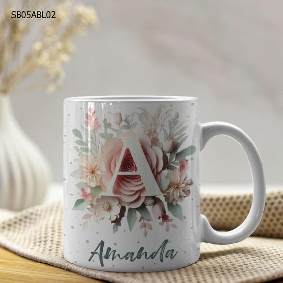 Caneca de Porcelana Alfabeto Personalizada- Todas as Letras