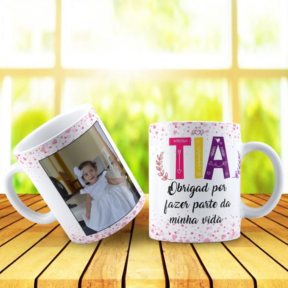 Caneca Porcelana Personalizada Batizado Tia