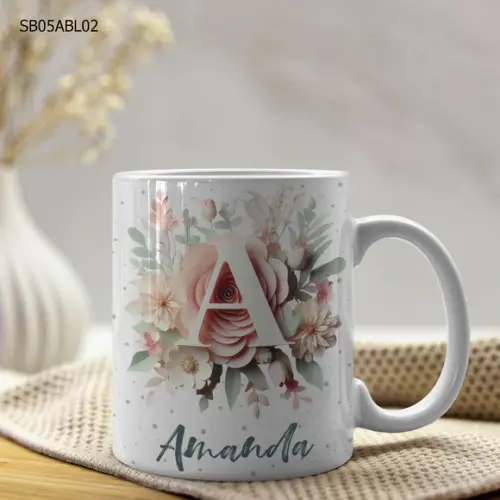 Caneca de Porcelana Alfabeto Personalizada- Todas as Letras