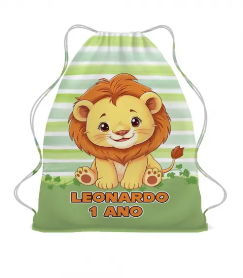 20 Bolsinha Sacochila Mochila Leãozinho Personalizada