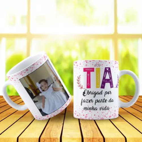 Caneca Porcelana Personalizada Batizado Tia