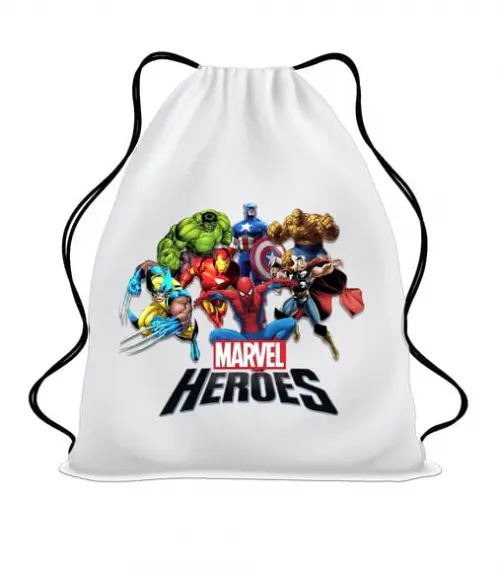 20 Mochilinha de Tecido Saco Super Heróis Personalizada