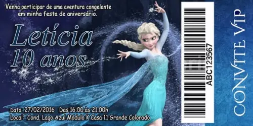 Convite Frozen Personalizado 14x6,5
