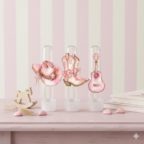 Aplique 8cm para Tubetes Boiadeira Rosa para Tubete de 13cm)