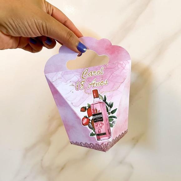 Kit 25 Caixas Personalizadas Gin Rosa Básicas