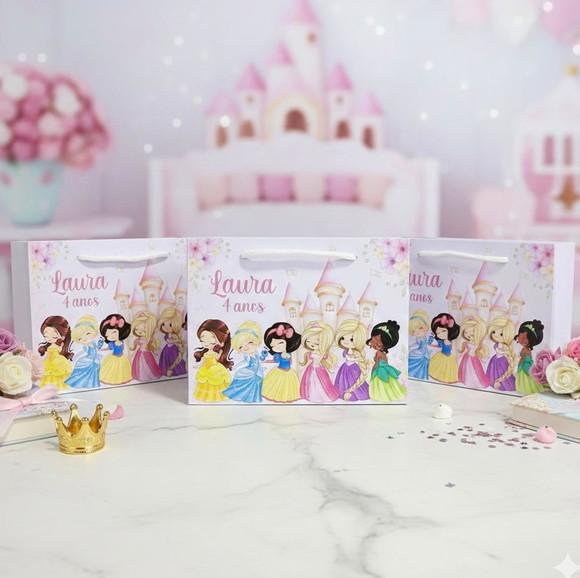 Sacolinha G Personalizada Princesas Cute Lembrancinhas