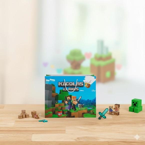 Sacolinha G Personalizada Minecraft Lembrancinhas