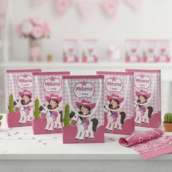 Sacolinha P Vertical Personalizada Boiadeira Lembrancinhas