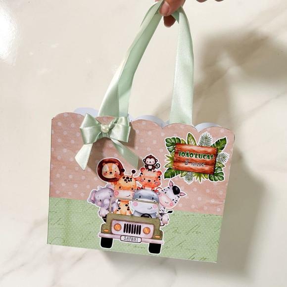 Sacolinha Personalizada Safari Baby Aquarela Menino