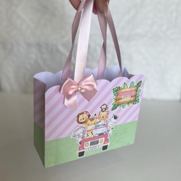 Sacolinha Personalizada Safari Baby Aquarela Menina