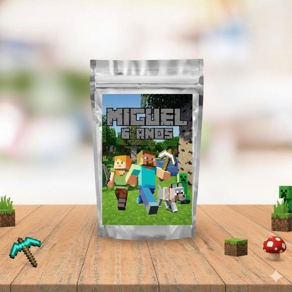 Saquinho Metalizado m 12x20 Minecraft Lembrancinha