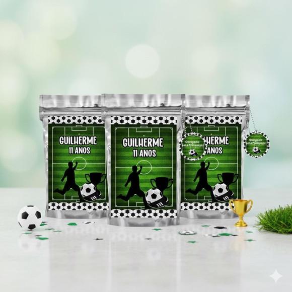 Saquinho Metalizado m 12x20 Futebol Lembrancinha