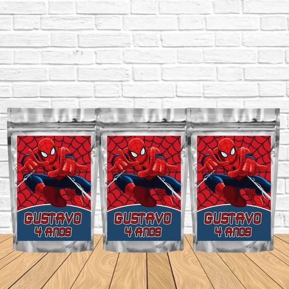 Saquinho Metalizado m 12x20 Homem Aranha Lembrancinha