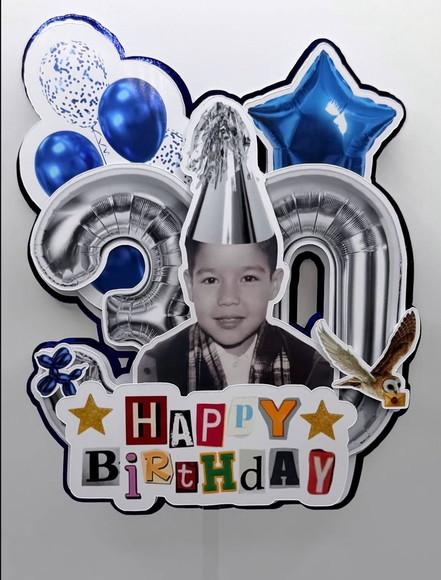 Topo de Bolo Balão Metalizado Personalizado Foto Anos 2000