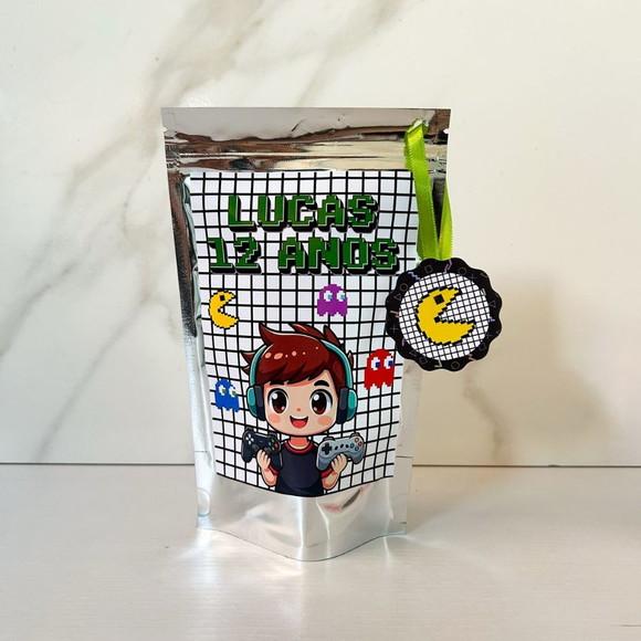 Saquinho Metalizado Personalizado Video Game Gamer Menino m