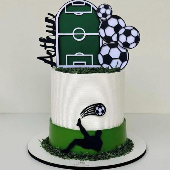 Topo Luxo de Bolo Futebol Personalizado para Festa
