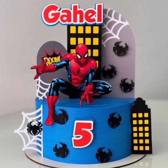 Topo Luxo de Bolo Homem Aranha Personalizado para Festa