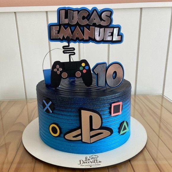 Topo Luxo de Bolo Vídeo Game Personalizado para Festa
