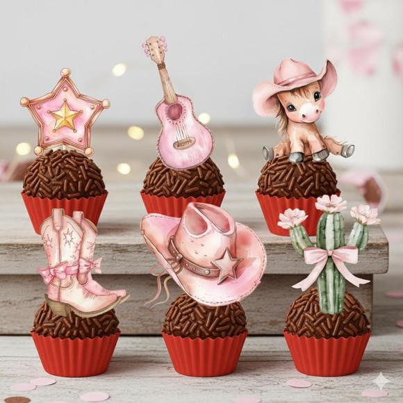 Topper Docinho Boiadeira Rosa - 4cm