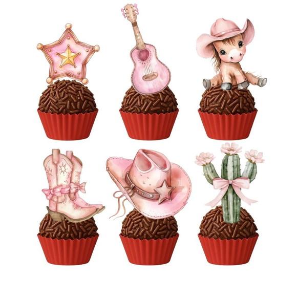 Topper Docinho Boiadeira Rosa - 4cm