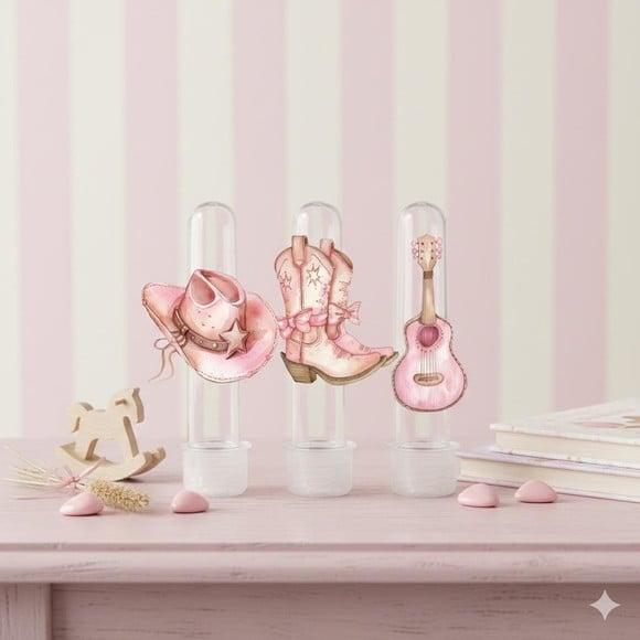 Aplique 8cm para Tubetes Boiadeira Rosa para Tubete de 13cm)