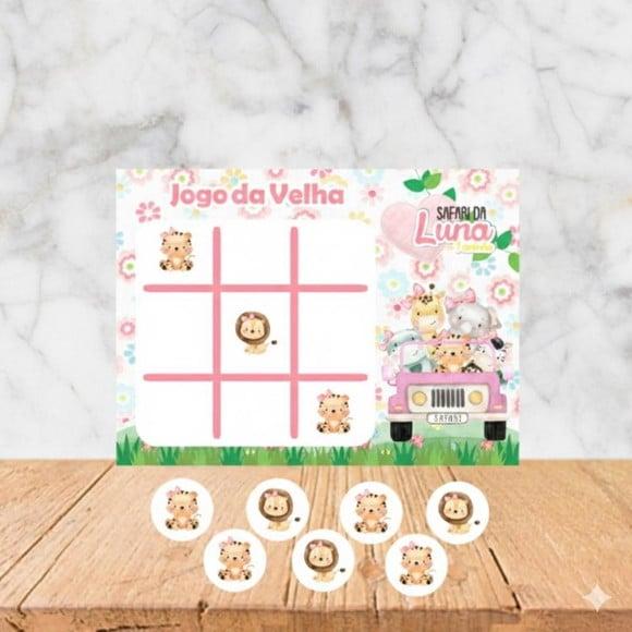 Jogo da Velha Personalizado Safari Menina Lembrancinha