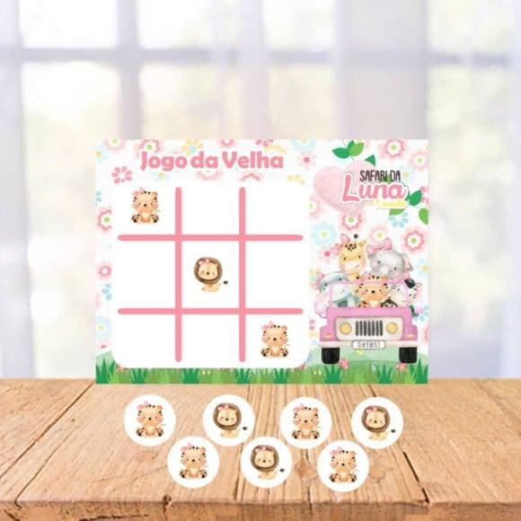 Jogo da Velha Personalizado Safari Menina Lembrancinha
