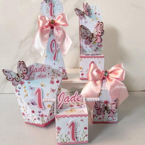 Kit 25 Caixas Jardim das Borboletas Personalizadas Luxo