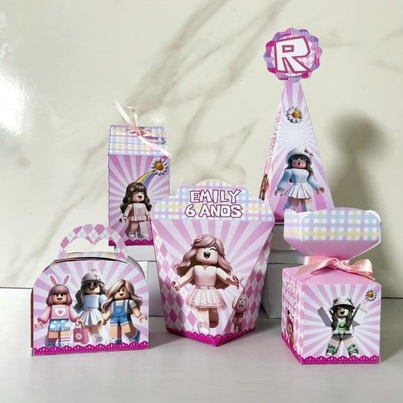 Kit 25 Caixas Personalizadas Roblox Menina Básicas