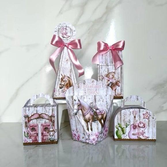 Kit 30 Caixas Personalizadas Boiadeira Aquarela Básicas