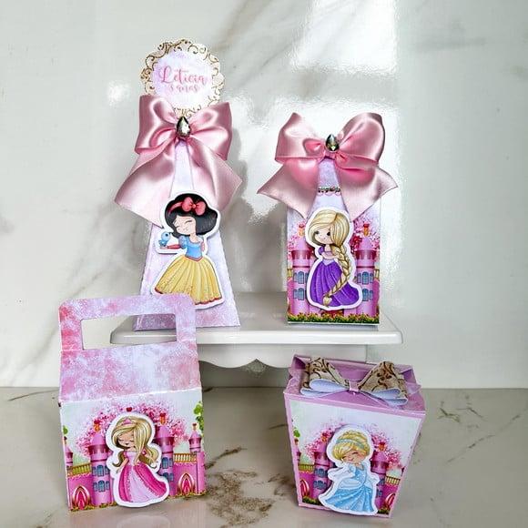 Kit 40 Caixas Lembrancinha Personalizada Princesas Cute Luxo