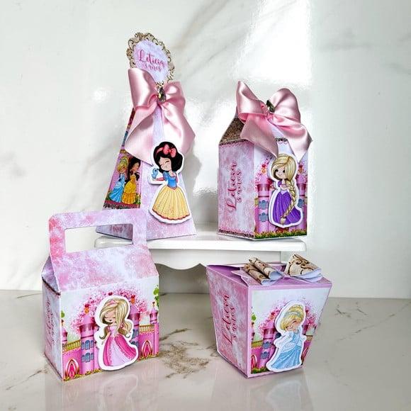 Kit 40 Caixas Lembrancinha Personalizada Princesas Cute Luxo