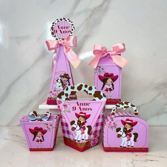 Kit 50 Caixas Personalizadas Boiadeira Cowgirls Básicas