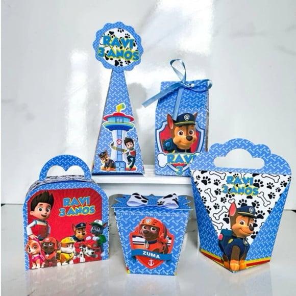 Kit 50 Caixas Personalizadas Patrulha Canina Menino Básicas
