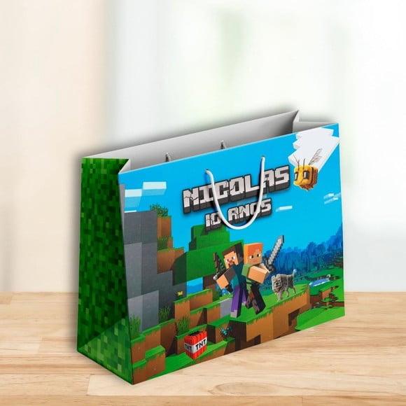 Sacolinha G Personalizada Minecraft Lembrancinhas