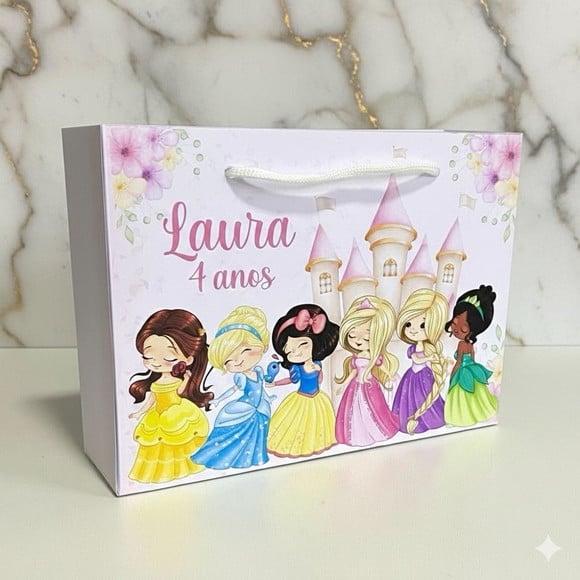 Sacolinha G Personalizada Princesas Cute Lembrancinhas