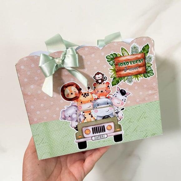 Sacolinha Personalizada Safari Baby Aquarela Menino