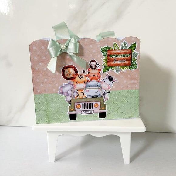 Sacolinha Personalizada Safari Baby Aquarela Menino