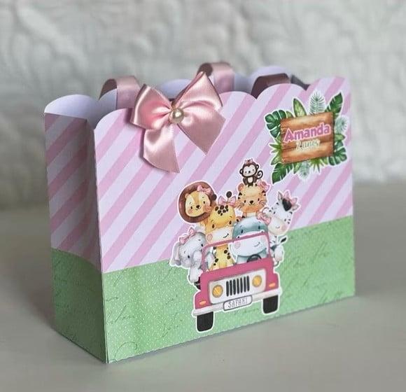 Sacolinha Personalizada Safari Baby Aquarela Menina