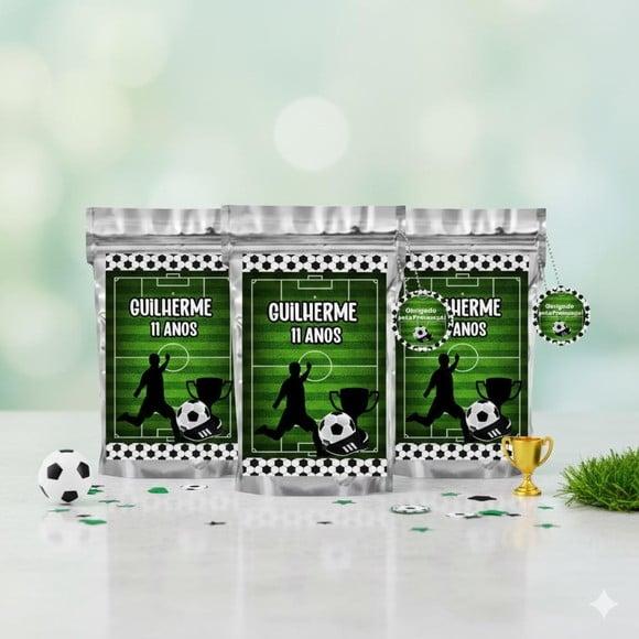 Saquinho Metalizado m 12x20 Futebol Lembrancinha