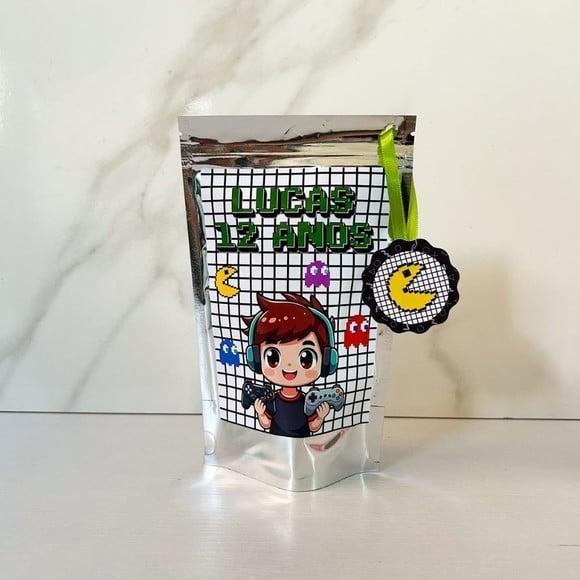 Saquinho Metalizado Personalizado Video Game Gamer Menino m