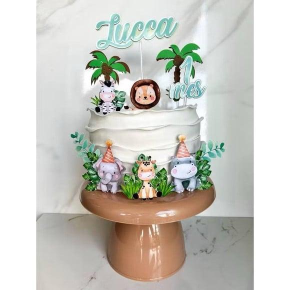 Topo Luxo de Bolo Safari Menino Personalizado para Festa