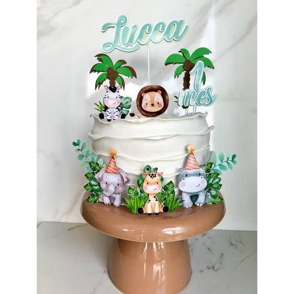 Topo Luxo de Bolo Safari Menino Personalizado para Festa