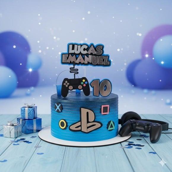 Topo Luxo de Bolo Vídeo Game Personalizado para Festa